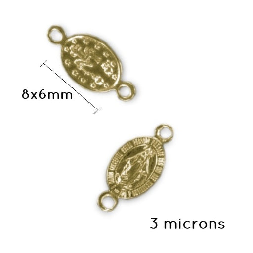 Achat Connecteur Ovale Vierge Médaille Miraculeuse Plaqué Or 3 Microns 8x6mm (1)