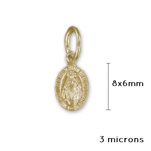 Pendentif Ovale Vierge Médaille Miraculeuse Plaqué or 3 Microns 8x6mm (1)