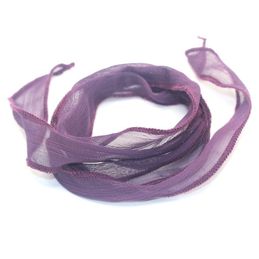 Ruban de Soie Naturelle Teinture Main Violet 80cm (1)