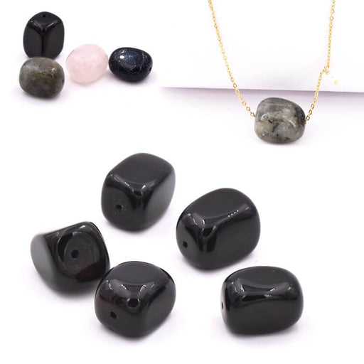 Achat Perles Nugget Carré Arrondi Onyx Black 12x16mm (5)