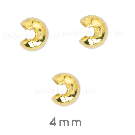 Caches Perles à Ecraser Métal Doré Qualité 4mm (10)