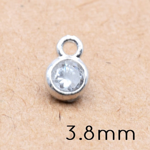 Achat Pendentif Charm Rond en Argent 925 avec Zircon 3.8mm (1)