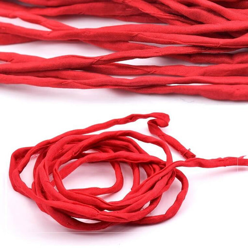 Achat Cordon de Soie Naturelle Teinture Main Rouge 2mm (1m)