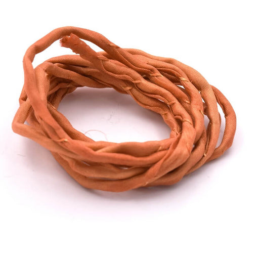 Cordon de Soie Naturelle Teinture Main Orange Sienne 2mm (1m)