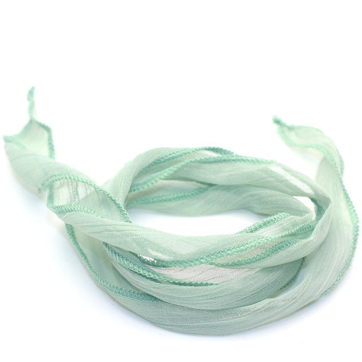 Ruban de Soie Naturelle Teinture Main VERT d'eau 80cm (1)