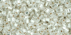 cc21 - perles Toho cube 1.5mm silver lined crystal (10g)