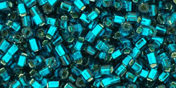 cc27bd - perles Toho cube 1.5mm silver lined teal (10g)