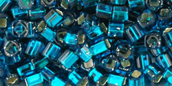 cc27bd - perles Toho cube 3mm silver lined teal (10g)