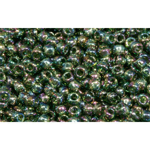 cc180 - perles de rocaille Toho 11/0 trans-rainbow olivine (10g)