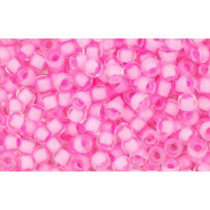 cc969 - perles de rocaille Toho 11/0 crystal/neon carnation lined (10g)