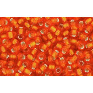cc30bf - perles de rocaille Toho 11/0 silver lined frosted hyacinth orange (10g)