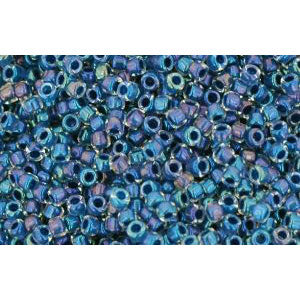 Achat cc188 - perles de rocaille Toho 15/0 luster crystal/capri blue lined (5g)