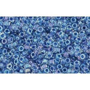 cc189 - perles de rocaille Toho 15/0 luster crystal/caribbean blue lined (5g)