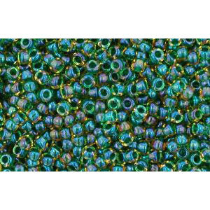 cc242 - perles de rocaille Toho 15/0 inside colour luster jonquil/emerald lined (5g)