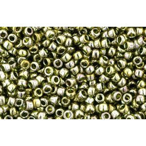 cc457 - perles de rocaille Toho 15/0 gold lustered green tea (5g)