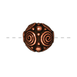 Achat Perle ronde spirale métal plaqué cuivre vieilli 8mm (1)