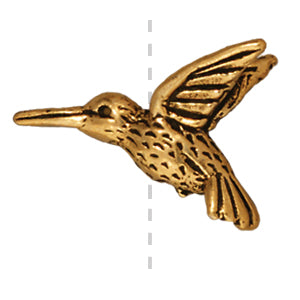Perle colibri métal doré or fin vieilli 13x18mm (1)