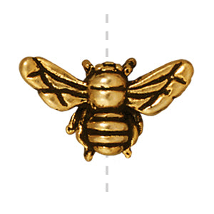 Perle abeille métal doré or fin vieilli 15.5x9mm (1)