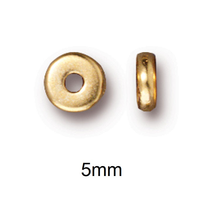 Perle Rondelle Heishi Métal Doré à l'Or Fin 5x1mm (10)