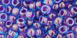 Achat cc252 - perles de rocaille Toho 6/0 inside colour aqua/purple lined (10g)