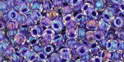 Achat cc181 - perles de rocaille Toho 8/0 rainbow crystal/tanzanite lined (10g)