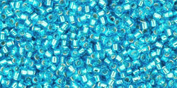 Achat cc23b - perles de rocaille Toho 15/0 silver lined dark aquamarine (5g)
