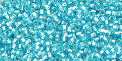 cc23 - perles de rocaille Toho 15/0 silver lined aquamarine (5g)