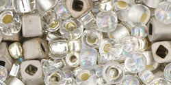 Mix de perles Toho junpaku - crystal/silver (10g)