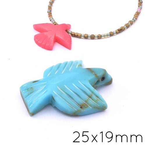 Achat Perle résine turquoise oiseau aigle condor 25x19mm -Trou : 1mm (1)