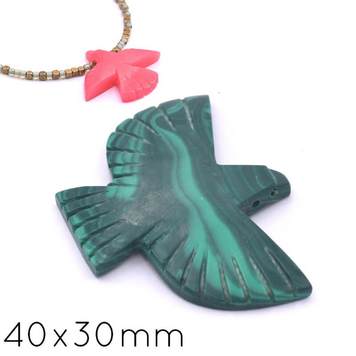 Perle résine vert malachite oiseau aigle condor 40x30mm -Trou : 1mm (1)