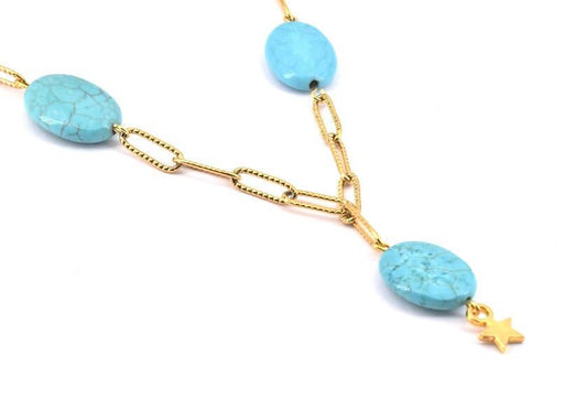 Achat Perles ovale à facettes Turquoise imitation  18x13x5mm, trou 1mm (4)