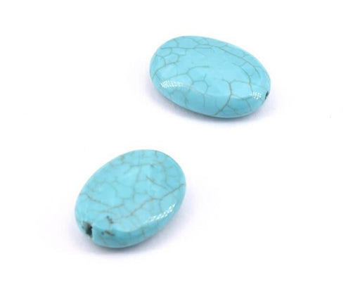 Perles ovale à facettes Turquoise reconstitué 18x13x5mm, trou 1mm (4)