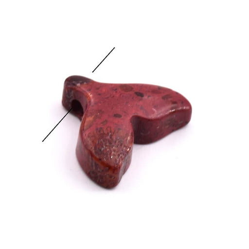 Pendentif Queue de Baleine Sculptée en Jaspe Rouge 15x13mm, Trou: 1mm (1)