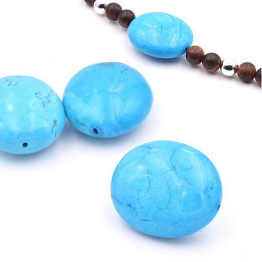 Achat Perle Ovale Bombée Turquoise imitation  2.9x2.5cm Trou 1.8mm (1)