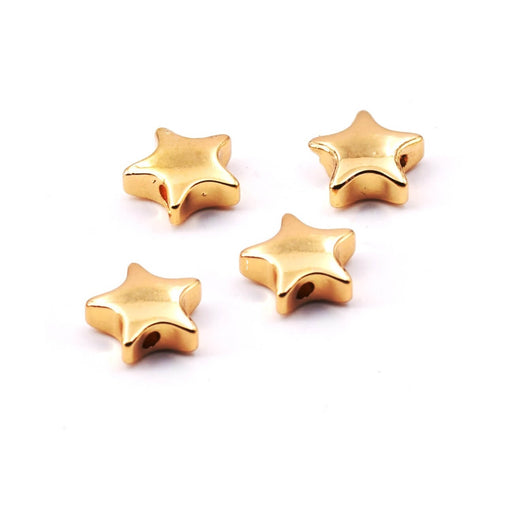Achat Perles étoile Bombée en Hématite Plaqué Dorée AA - 6mm (4)