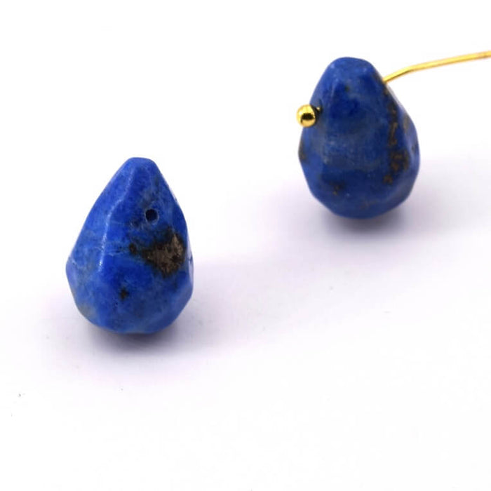 Pendentif Perle Goutte Lapis lazuli Facettes 14x9mm Trou : 0.8mm (1)