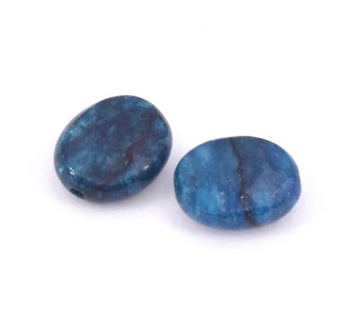 Perles ovales à facettes en Apatite bleu naturel 9x8mm, trou 0,8mm (2)