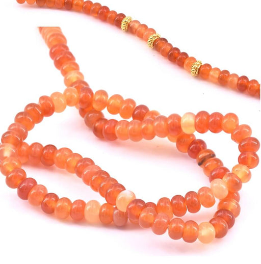 Achat Perles Rondelles en Cornaline orange 6x4mm - Trou:1mm, fil 40cm (1)