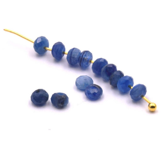 Perles Rondelles à Facettes en Cyanite 3x2mm - Trou: 0,7mm (20)