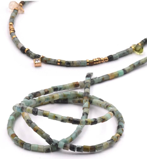 Achat Perles Heishi Rondelles Turquoise Africaine 2x2mm - Fil 39cm (1)