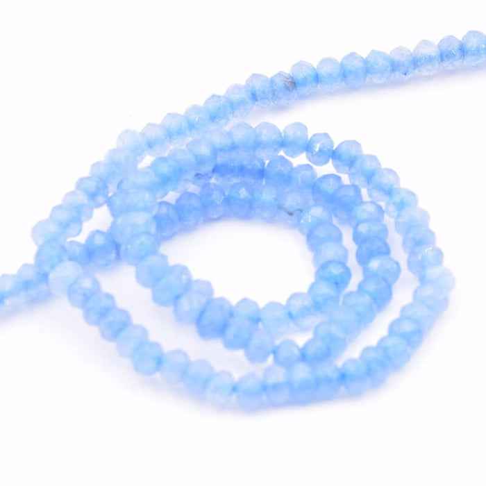 Perles Ronde Jade Teinté Bleu Clair à Facettes 3x2,5mm - trou:0,7mm (1)