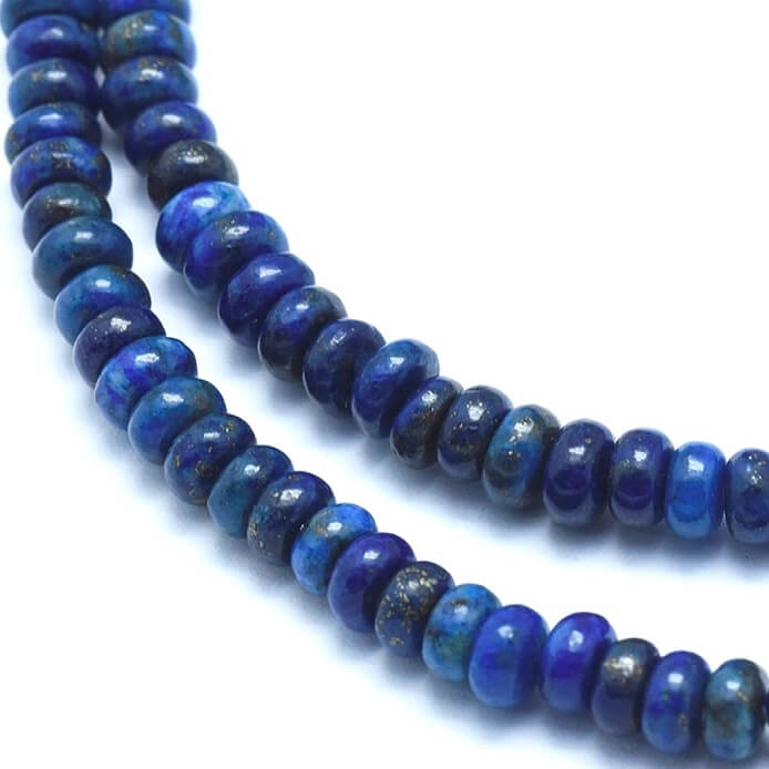 Lot De Perles Lapis Lazuli - Environ 110 Pièces, Chips/palets, 39 Cm, Neuf