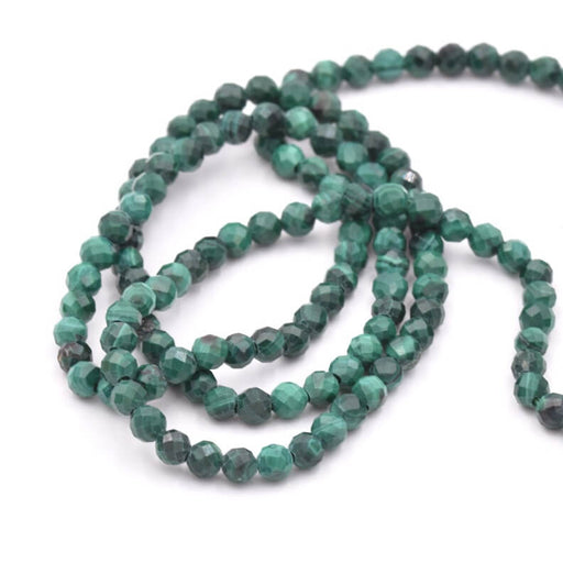 Achat Perles Rondes Facettes Malachite Naturelle 3mm - Trou: 0.6mm (1 fil-38cm)