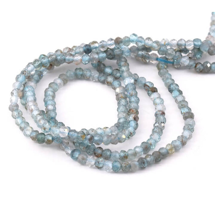 Perles Rondelles Facettes Apatite 3x2mm - Trou: 0.7mm (1 fil-38cm)