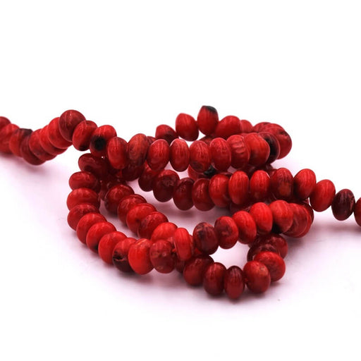 Achat Perles Rondelles Donuts Corail Bambou 6x4mm - Trou: 0.8mm (1Fil-40cm)