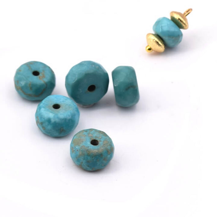 Perles Rondelles à Facettes Howlite Turquoise 5x8mm - Trou: 1mm (5)