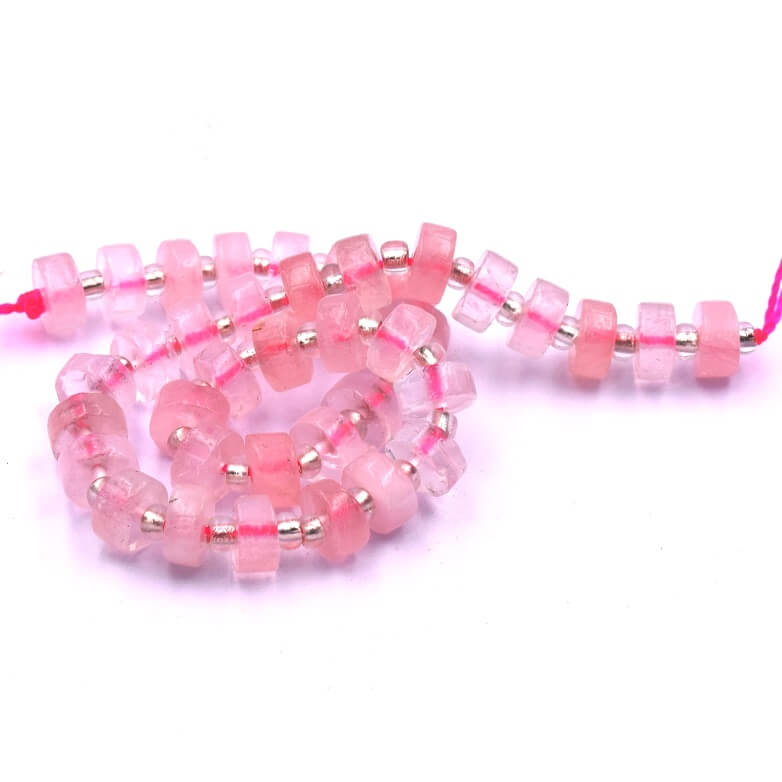 Perles Rondelles En Saphir Rose AAAA+ - Pierres Précieuses à Facettes Pour Création Bijoux - 8-10mm