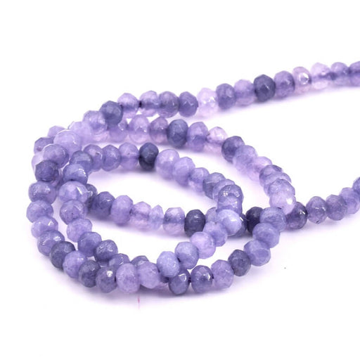 Perles Rondelles Facettes en Jade Teinté Lilas 4x2.5mm - Trou: 1mm (1 fil-34cm)