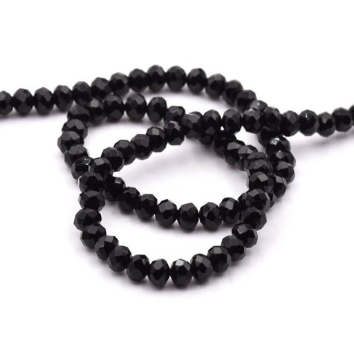 Perles Rondelles Facettes Jade Teinté Noir 4x2.5mm - Trou: 1mm (1 fil-34cm)