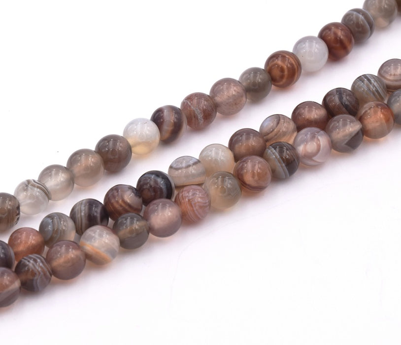 Perles Rondes en Agate d'Afrique 6mm -Trou: 0,8mm - fil 38cm (1)